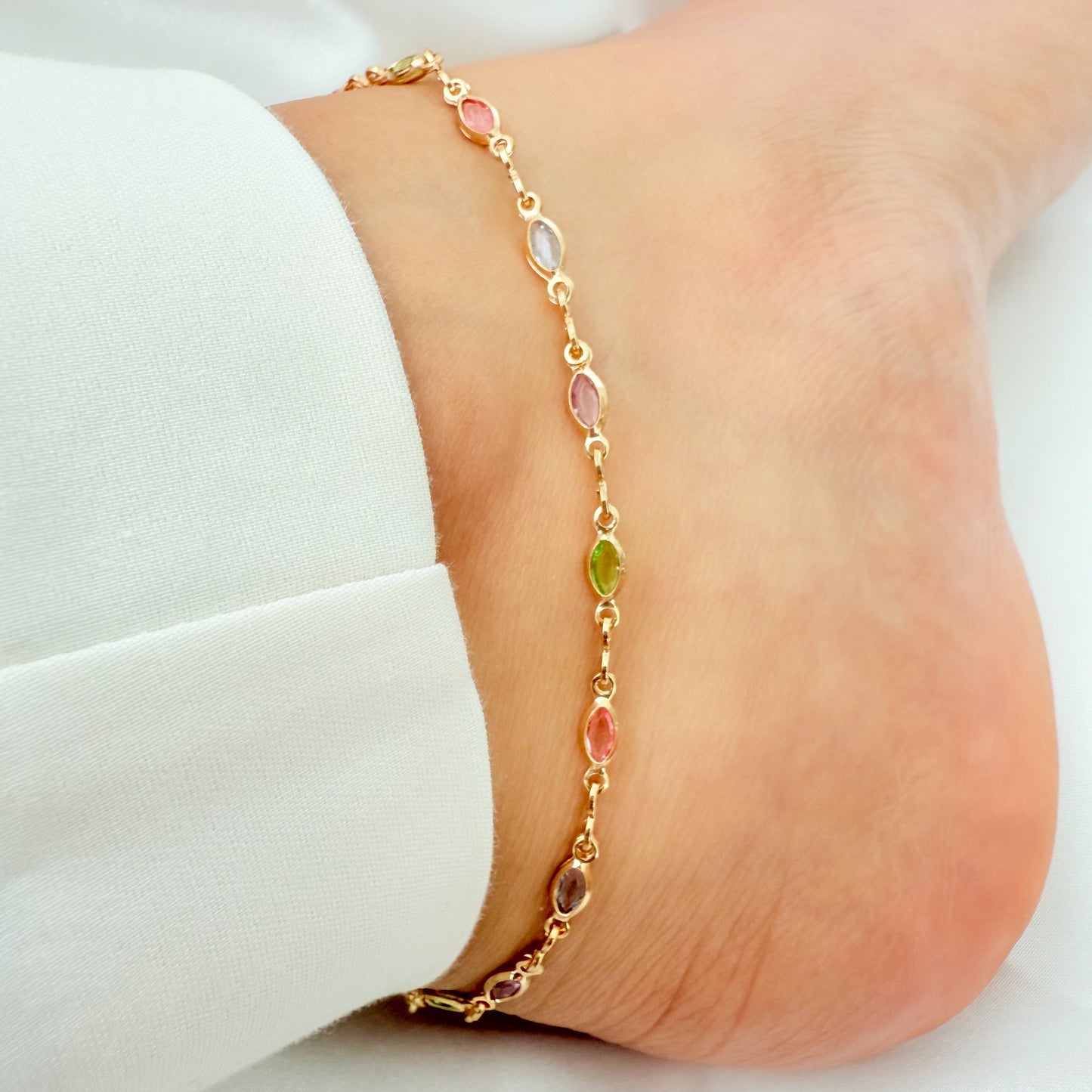 Rainbow Crystal Anklet - Jewelry Maktub LLC