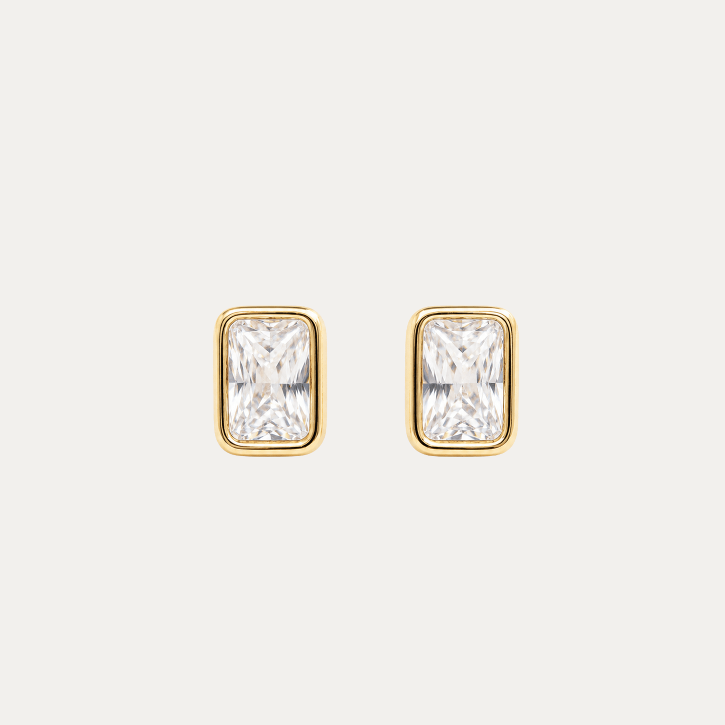 Rectangle Bezel Studs - Jewelry Maktub LLC