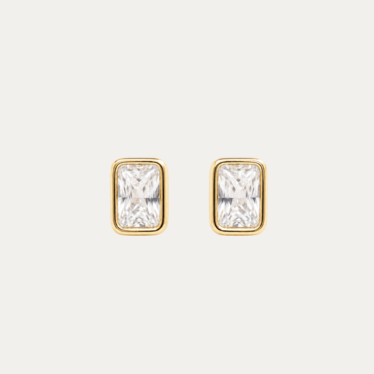 Rectangle Bezel Studs - Jewelry Maktub LLC