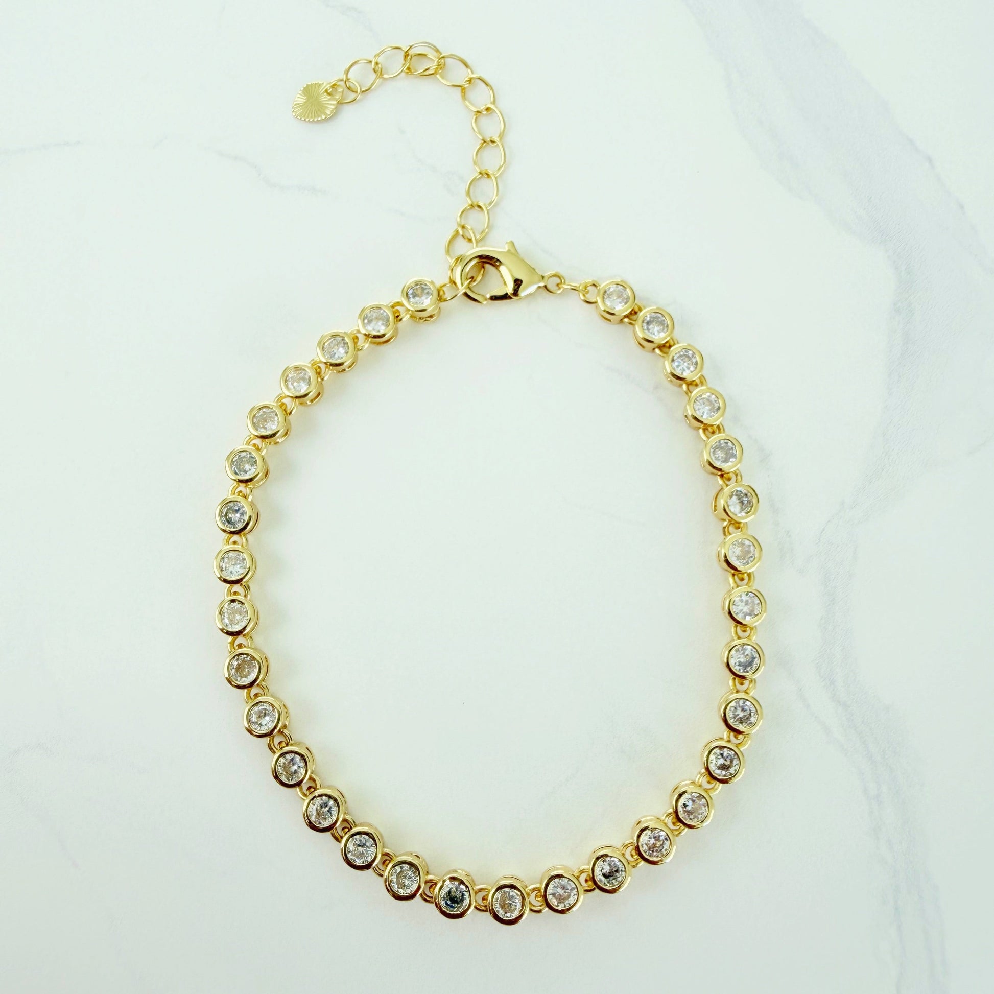 Round CZ Bezel Tennis Bracelet - Jewelry Maktub LLC