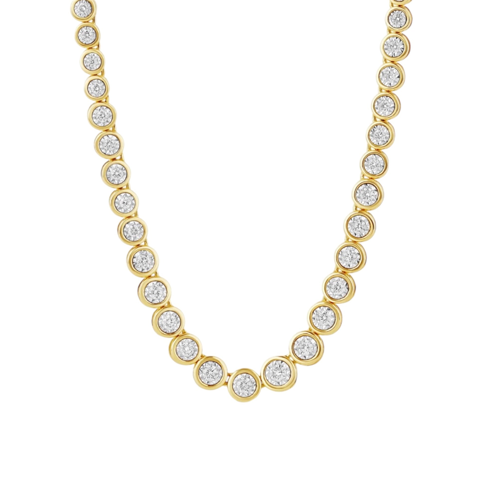 Round CZ Bezel Tennis Necklace - Jewelry Maktub LLC