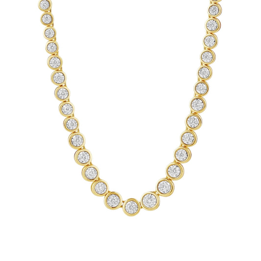 Round CZ Bezel Tennis Necklace - Jewelry Maktub LLC