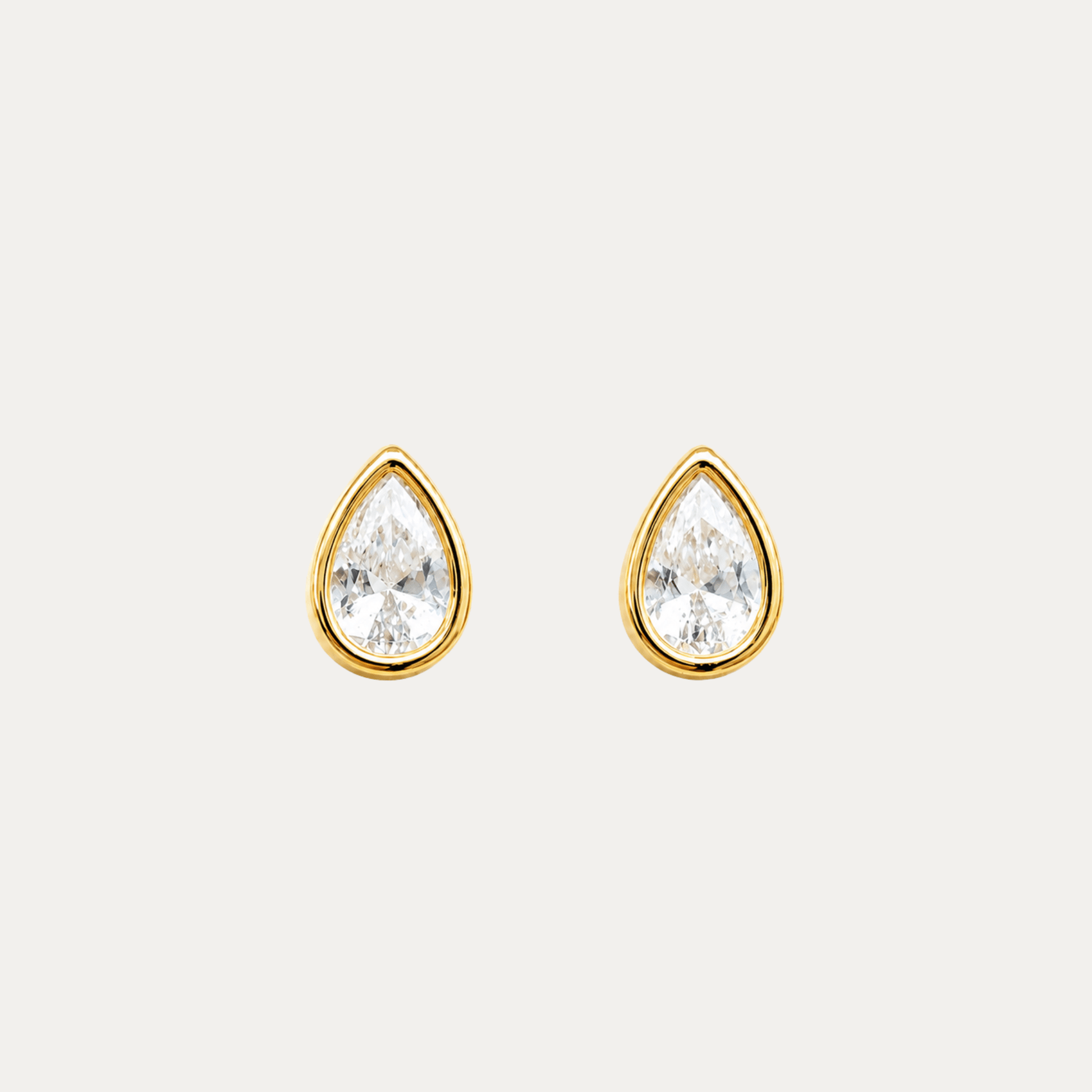 Teardrop Bezel Zircon Earrings - Jewelry Maktub LLC