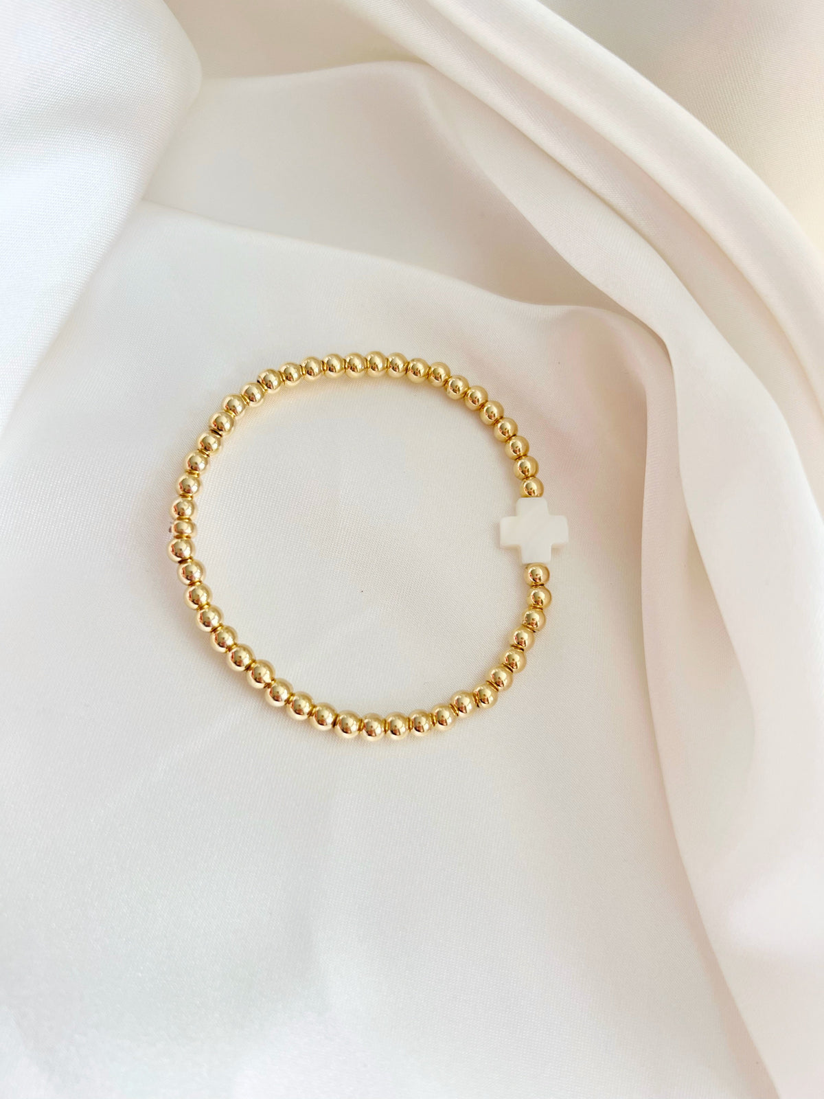 Pearl cross stretch bracelet - Jewelry Maktub LLC